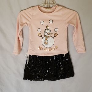 Girls cute Christmas outfit  snowman skirt